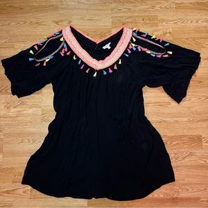 Velzera | Cold Shoulder Tassel Mini Dress